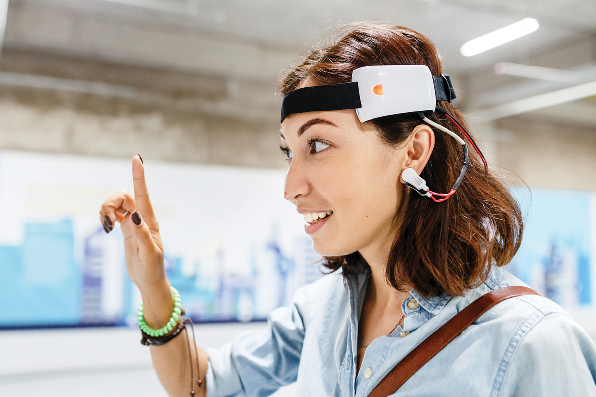 Woman Wearing Headset