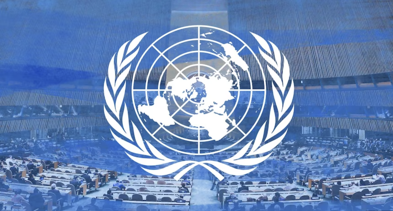 UN Assembly Hall And Emblem