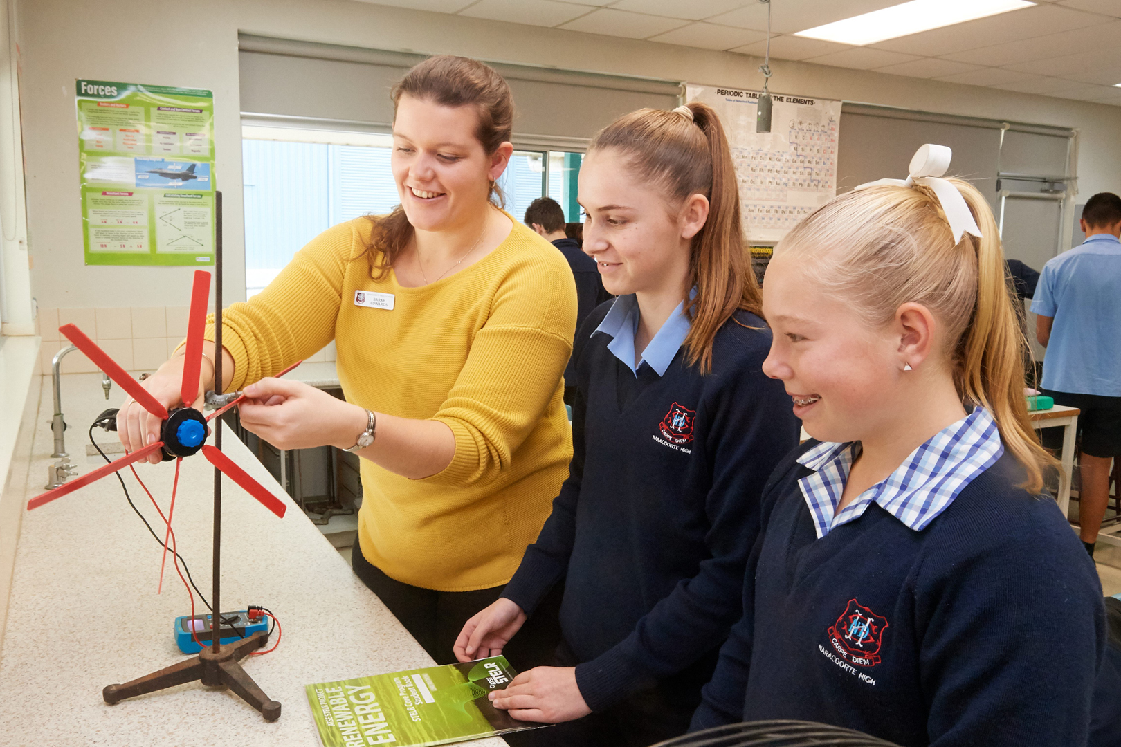Teacher And Two Female Students Wind Energy Kit